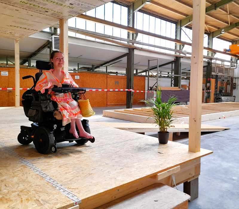 Frau im Rollstuhl, Smart House