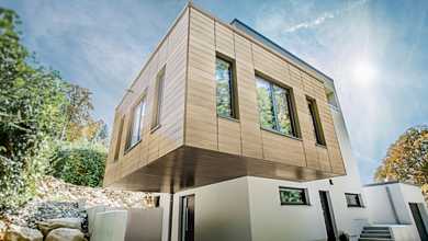 PREFA Sidings, Fassadenpaneele aus Aluminium, Holzoptik